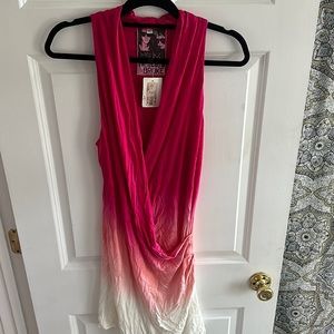 Ombré pink faux wrap dress